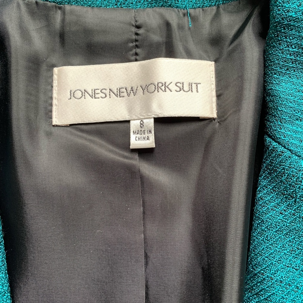 Jones New York Textured Blazer Jacket Green Black NWT Size 8 Jacket Only - Picture 4 of 7